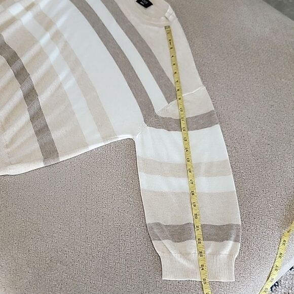 Vici Cream Tan Brown Striped Crew Neck Sweater - Size Medium - Picture 10 of 13